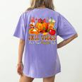 Fall Vibes Costume Teacher Thanksgiving Leopard Gnome Women's Comfort Colors T-Shirt Back Print Violet