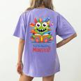 Feed The Reading Monster Halloween Teacher Women's Comfort Colors T-Shirt Back Print Violet Feed The Reading Monster Halloween Teacher Women's Comfort Colors T-Shirt Back Print Violet