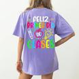Feliz Primer Dia De Clases Kids Girl Teacher Spanish School Women's Comfort Colors T-Shirt Back Print Violet