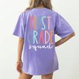 First Grade Squad 1st Grade Teacher Crew Back To School Team Women's Comfort Colors T-Shirt Back Print Violet First Grade Squad 1st Grade Teacher Crew Back To School Team Women's Comfort Colors T-Shirt Back Print Violet