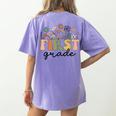 First Grade Teacher Wildflower Back To School Floral Outfits Women's Comfort Colors T-Shirt Back Print Violet First Grade Teacher Wildflower Back To School Floral Outfits Women's Comfort Colors T-Shirt Back Print Violet