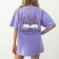 Floral Book a New Chapter Begins Retired Retirement Teacher Women's Comfort Colors T-Shirt Back Print Violet