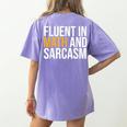 Fluent In Math And Sarcasm Teacher Women's Comfort Colors T-Shirt Back Print Violet Fluent In Math And Sarcasm Teacher Women's Comfort Colors T-Shirt Back Print Violet