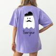 French Teacher Halloween Bonjour Ghost Women's Comfort Colors T-Shirt Back Print Violet French Teacher Halloween Bonjour Ghost Women's Comfort Colors T-Shirt Back Print Violet
