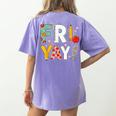 Fri Yay Teacher Happy Friday Friyay Weekend Back To School Women's Comfort Colors T-Shirt Back Print Violet