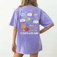Friendship Inclusion Language Teacher It Starts With Hello Women's Comfort Colors T-Shirt Back Print Violet Friendship Inclusion Language Teacher It Starts With Hello Women's Comfort Colors T-Shirt Back Print Violet