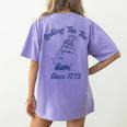 Fun 4th Of July Spilling The Tea Since 1773 History Teacher Women's Comfort Colors T-Shirt Back Print Violet