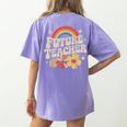 Future Teacher Kids Youth Girls Rainbow Pre-k Kindergarten Women's Comfort Colors T-Shirt Back Print Violet