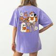 Ghost Reading Books Halloween Bow Spooky Teacher Student Women's Comfort Colors T-Shirt Back Print Violet Ghost Reading Books Halloween Bow Spooky Teacher Student Women's Comfort Colors T-Shirt Back Print Violet