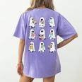 Ghost Reading Books Spooky Librarian Teacher Women Women's Comfort Colors T-Shirt Back Print Violet Ghost Reading Books Spooky Librarian Teacher Women Women's Comfort Colors T-Shirt Back Print Violet