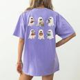 Ghost Reading Books Teacher Halloween Librarian Cute Boook Women's Comfort Colors T-Shirt Back Print Violet