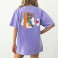 Ghosts Reading Books Teacher Halloween Librarian Boooks Women's Comfort Colors T-Shirt Back Print Violet