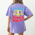 Grade 1 Super Squad Superhero Teacher Team Women's Comfort Colors T-Shirt Back Print Violet Grade 1 Super Squad Superhero Teacher Team Women's Comfort Colors T-Shirt Back Print Violet