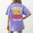 Grade K Super Squad Superhero Kindergarten Teacher Team Women's Comfort Colors T-Shirt Back Print Violet