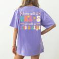 Groovy Some Call It Chaos We Call It Kindergarten Teacher Women's Comfort Colors T-Shirt Back Print Violet