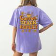 Groovy Coffee Teach Repeat Retro Teacher Women's Comfort Colors T-Shirt Back Print Violet Groovy Coffee Teach Repeat Retro Teacher Women's Comfort Colors T-Shirt Back Print Violet
