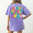 Groovy In My Middle School Era Back To School Teacher Women's Comfort Colors T-Shirt Back Print Violet