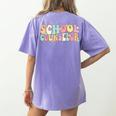 Groovy School Counselor Back To School Teacher Counseling Women's Comfort Colors T-Shirt Back Print Violet