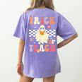 Groovy Teacher Halloween Retro Trick Or Teach Floral Ghost Women's Comfort Colors T-Shirt Back Print Violet Groovy Teacher Halloween Retro Trick Or Teach Floral Ghost Women's Comfort Colors T-Shirt Back Print Violet