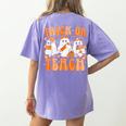 Groovy Teacher Halloween Trick Or Teach Ghost Men Women Kids Women's Comfort Colors T-Shirt Back Print Violet Groovy Teacher Halloween Trick Or Teach Ghost Men Women Kids Women's Comfort Colors T-Shirt Back Print Violet
