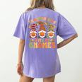 Groovy Thanksgiving With My Gnomie Women Teacher Fall Gnome Women's Comfort Colors T-Shirt Back Print Violet Groovy Thanksgiving With My Gnomie Women Teacher Fall Gnome Women's Comfort Colors T-Shirt Back Print Violet