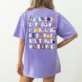 Halloween Alphabet ABCs Learning Kindergarten Teacher Men Women Kids Women's Comfort Colors T-Shirt Back Print Violet