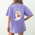 Halloween Cute Ghost Book Reading Teacher Women's Comfort Colors T-Shirt Back Print Violet Halloween Cute Ghost Book Reading Teacher Women's Comfort Colors T-Shirt Back Print Violet