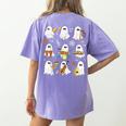 Halloween Ghost Playing Musical Instruments Music Teacher Women's Comfort Colors T-Shirt Back Print Violet Halloween Ghost Playing Musical Instruments Music Teacher Women's Comfort Colors T-Shirt Back Print Violet