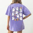 Halloween Math Teacher Ghost Math Teacher Spooky Halloween Women's Comfort Colors T-Shirt Back Print Violet