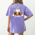 Halloween PE Teacher Ghosts Pumpkins Sports Lover Women's Comfort Colors T-Shirt Back Print Violet Halloween PE Teacher Ghosts Pumpkins Sports Lover Women's Comfort Colors T-Shirt Back Print Violet