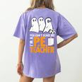 Halloween PE Teacher Shirt Can't Scare Me Women's Comfort Colors T-Shirt Back Print Violet