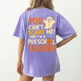 Halloween Preschool Teacher You Can't Scare Me Im A Teacher Women's Comfort Colors T-Shirt Back Print Violet