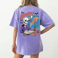 Halloween Skeleton Geography Teacher Pumpkin Bats Classroom Women's Comfort Colors T-Shirt Back Print Violet