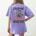 Halloween Teacher Creepin It Real With My 4th Grade Monsters Women's Comfort Colors T-Shirt Back Print Violet Halloween Teacher Creepin It Real With My 4th Grade Monsters Women's Comfort Colors T-Shirt Back Print Violet