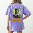 Halloween Teacher Librarian Frankenstein Reading Books Women's Comfort Colors T-Shirt Back Print Violet Halloween Teacher Librarian Frankenstein Reading Books Women's Comfort Colors T-Shirt Back Print Violet