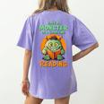 Halloween Teacher Librarian Monster Reading Books Men Women Kids Women's Comfort Colors T-Shirt Back Print Violet Halloween Teacher Librarian Monster Reading Books Men Women Kids Women's Comfort Colors T-Shirt Back Print Violet