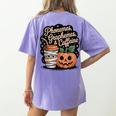 Halloween Teacher Phonemes Graphemes Caffeine Coffee Lover Women's Comfort Colors T-Shirt Back Print Violet Halloween Teacher Phonemes Graphemes Caffeine Coffee Lover Women's Comfort Colors T-Shirt Back Print Violet