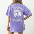 Halloween Teacher Tshirts Zombie Teachers Love Brains Women's Comfort Colors T-Shirt Back Print Violet Halloween Teacher Tshirts Zombie Teachers Love Brains Women's Comfort Colors T-Shirt Back Print Violet