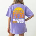 Halloween Teachers Science Math Teachers Love Brains Women's Comfort Colors T-Shirt Back Print Violet Halloween Teachers Science Math Teachers Love Brains Women's Comfort Colors T-Shirt Back Print Violet