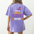 Halloween Teachers This Is My Tired Teacher Costume Women's Comfort Colors T-Shirt Back Print Violet Halloween Teachers This Is My Tired Teacher Costume Women's Comfort Colors T-Shirt Back Print Violet