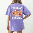 Hanging With My Cookies Gingerbread Christmas Teacher Xmas Women's Comfort Colors T-Shirt Back Print Violet