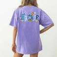 Hanukkah Leopard Plaid Teacher Chanukah Jewish Women Men Women's Comfort Colors T-Shirt Back Print Violet