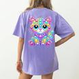Happy Dot Day Colorful Polka Dot Cat Kitten Teachers Kids Women's Comfort Colors T-Shirt Back Print Violet