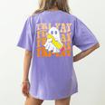 Happy Fri-Yay Friday Lovers Groovy Teacher Life Halloween Women's Comfort Colors T-Shirt Back Print Violet Happy Fri-Yay Friday Lovers Groovy Teacher Life Halloween Women's Comfort Colors T-Shirt Back Print Violet