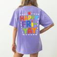 Happy Fri-Yay Teacher Life Weekend Pun Happy Friday Women's Comfort Colors T-Shirt Back Print Violet Happy Fri-Yay Teacher Life Weekend Pun Happy Friday Women's Comfort Colors T-Shirt Back Print Violet