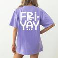 Happy Friyay Teacher Shirt Cute Teacher Fashion Fri-Yay Women's Comfort Colors T-Shirt Back Print Violet