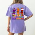 Happy Hallothanksmas Halloween Thanksgiving Pencils Teachers Women's Comfort Colors T-Shirt Back Print Violet Happy Hallothanksmas Halloween Thanksgiving Pencils Teachers Women's Comfort Colors T-Shirt Back Print Violet