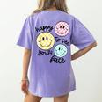 Happy To See Your Face Smile Face Teacher Back To School Women's Comfort Colors T-Shirt Back Print Violet Happy To See Your Face Smile Face Teacher Back To School Women's Comfort Colors T-Shirt Back Print Violet