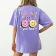 Happy To See Your Face Smile Face Teacher Back To School Women's Comfort Colors T-Shirt Back Print Violet