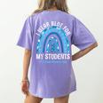 Happy Teacher I Wear Blue For My Students Autism Awareness Women's Comfort Colors T-Shirt Back Print Violet Happy Teacher I Wear Blue For My Students Autism Awareness Women's Comfort Colors T-Shirt Back Print Violet